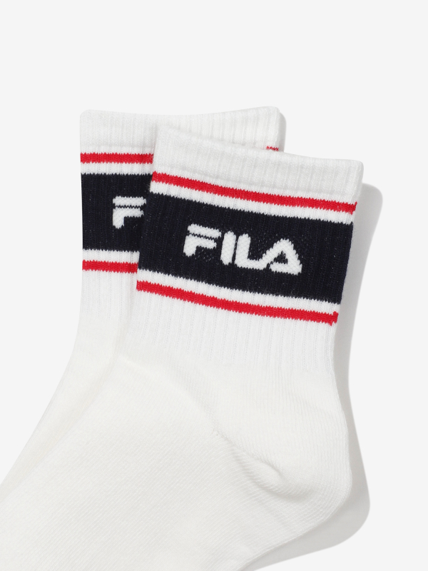 韓國FILA - 粗條紋中襪 (白色) 