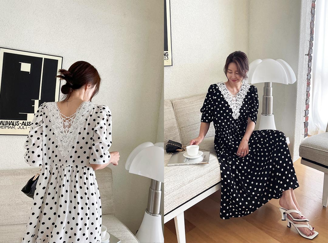 naning9-도이레 도트레이스원피스(E05)♡韓國女裝連身裙