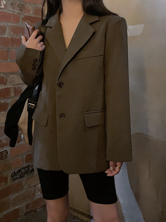 crushj - 푸티아 싱글 자켓 (brown 착장 추가)♡韓國女裝外套