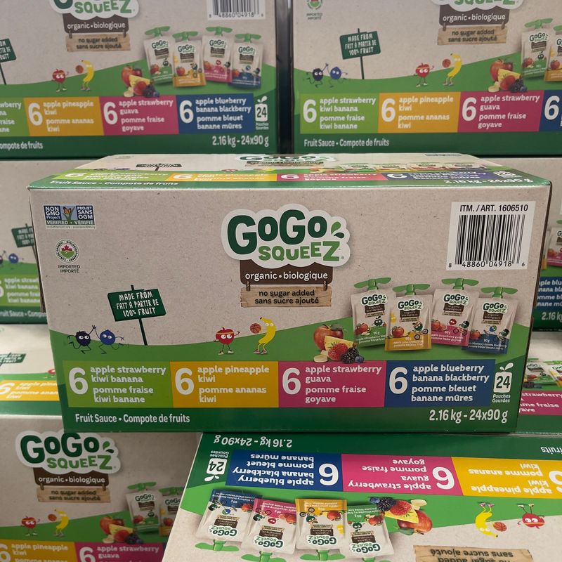 【加拿大船運直送】 GoGo squeeZ Fruit on the Go Variety Pack 有機唧唧蘋果蓉 | 4種味道 24包 x 90 g