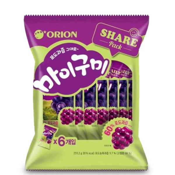 【現貨】韓國直送-Orion My Gummy 提子軟糖 259.2g (43.2g x  6包)